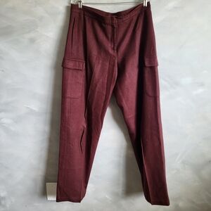 Vintage DKNY BRITISH MILITARY Burgundy WOOL Blend Cargo  TROUSERS Sz 14